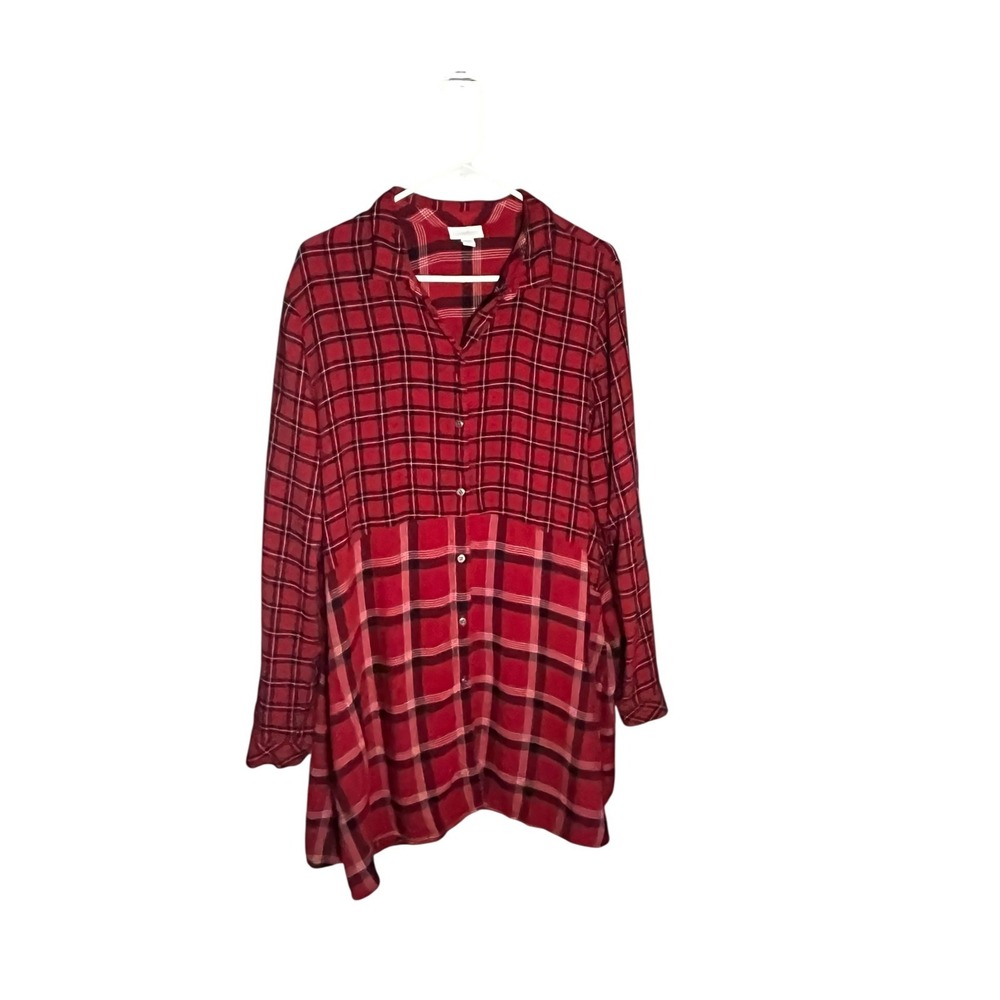 J. Jill Women's Plaid Above Knee Long‎ Sleeve Tunic Babydoll Dress XL Tall